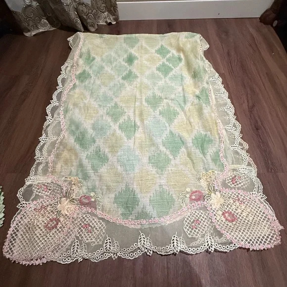 Floral Embroidered Long Sleeve Women’s Dress in Soft Yellow-Green - Picture 12 of 16